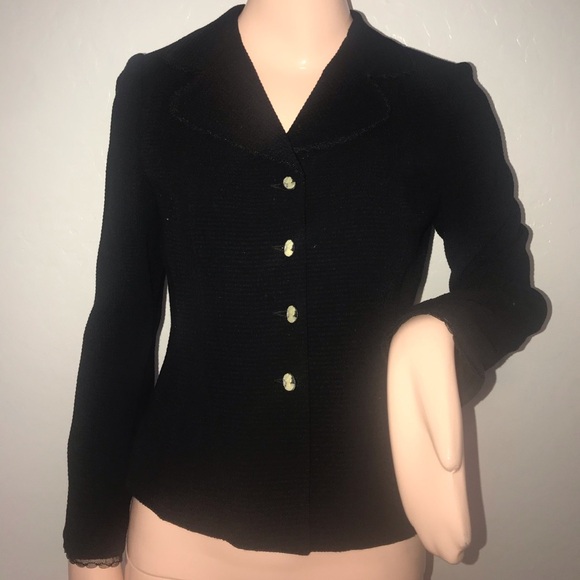 Nanette Lepore Lace Trim Blazer W Unique Buttons - Picture 2 of 9